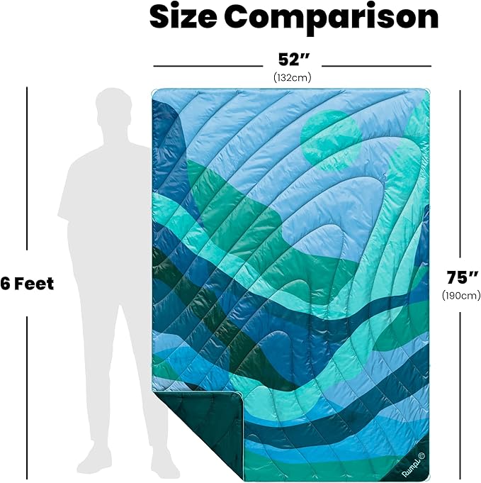 Rumple Original Puffy 1-Person Blanket for Camping and Outdoors Valley Seascape