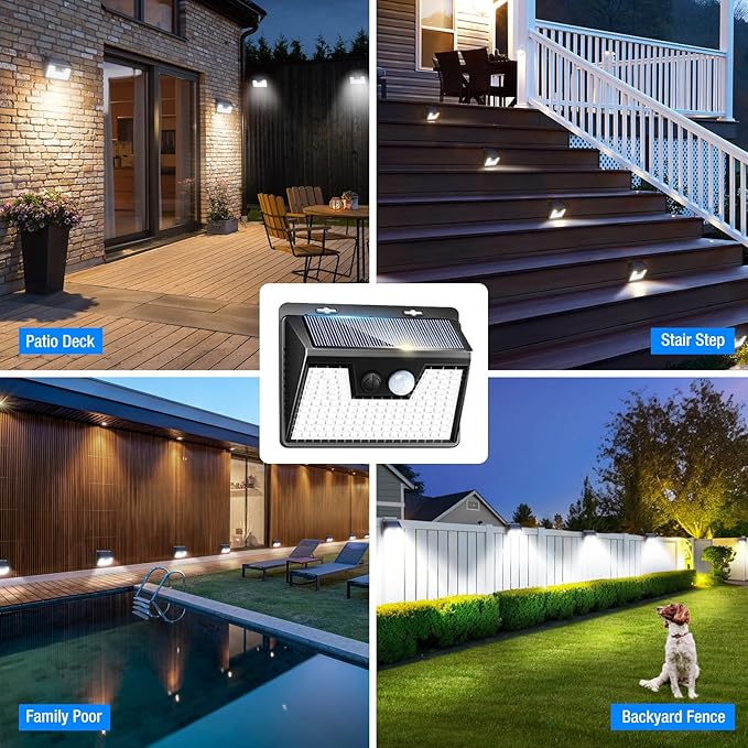 Peasur Solar Lights Outdoor Waterproof [12 Packs/140 LEDs] 3 Lighting Modes Solar Motion Sensor Light Outdoor Ultra Bright Security Lights Outdoor Solar Lights for Outside Fence Yard Patio Deck