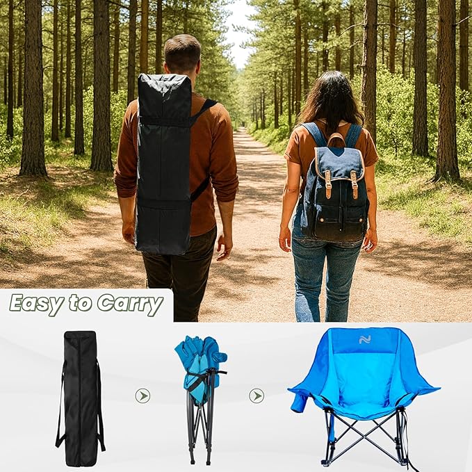 ABORON Heated Oversized Rocking Camping Chair for Adults Fully Padded Folding Outdoor Lawn Chair with Side Pocket Portable Recliner Chair for Camp Patio Backyard Supports 400 lbs