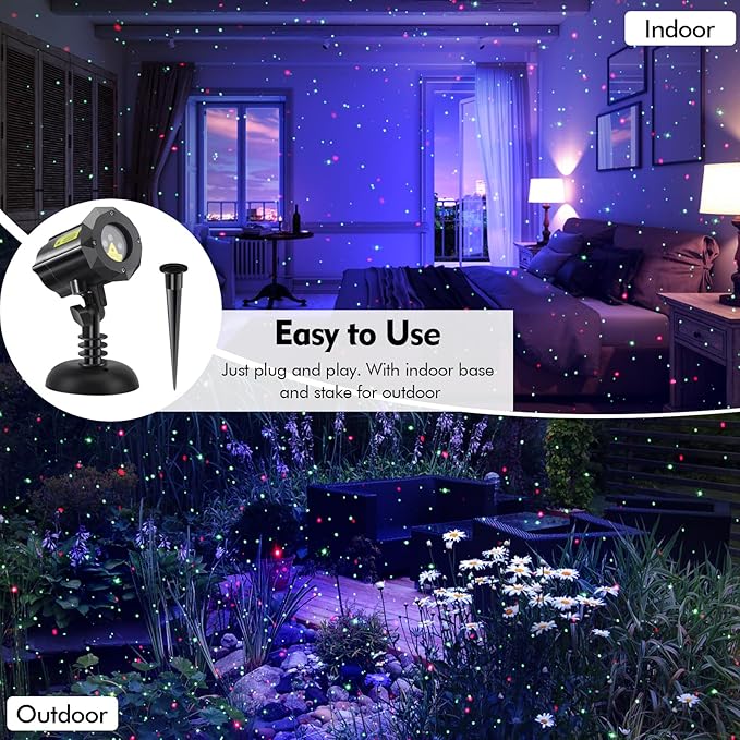Poeland Christmas Laser Projector Lights with Remote Control and Security Lock Halloween Garden Lights for Indoor Outdoor Home Garden (Red Green Led Blue)