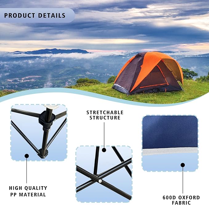Camping Table &amp Beach Table – Portable 2-Tier Foldable Table with 4 Cup Holders &amp Carry Bag Lightweight Waterproof Oxford Fabric for Outdoor Adventures Picnic Tailgating and Fishing