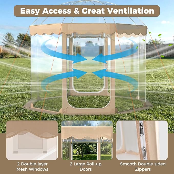 KOTEK Pop Up Bubble Tent 10 x 10 Ft Weather Pod with 2 Roll-Up Doors Carrying Bag 8-10 Person Igloo Tent Dome for Camping Backyard Beach Parks Winter Activities Outdoor Events