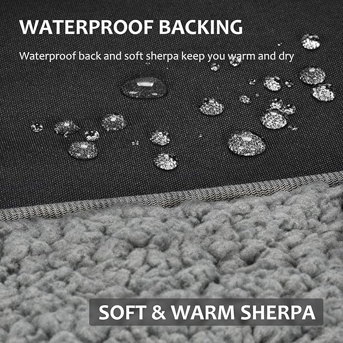 Tirrinia Large Waterproof Outdoor Blanket Soft Warm Windproof Stadium Blanket with Sherpa Fleece and Foldable for Outdoor Sport Baseball Football Beach Concerts Car