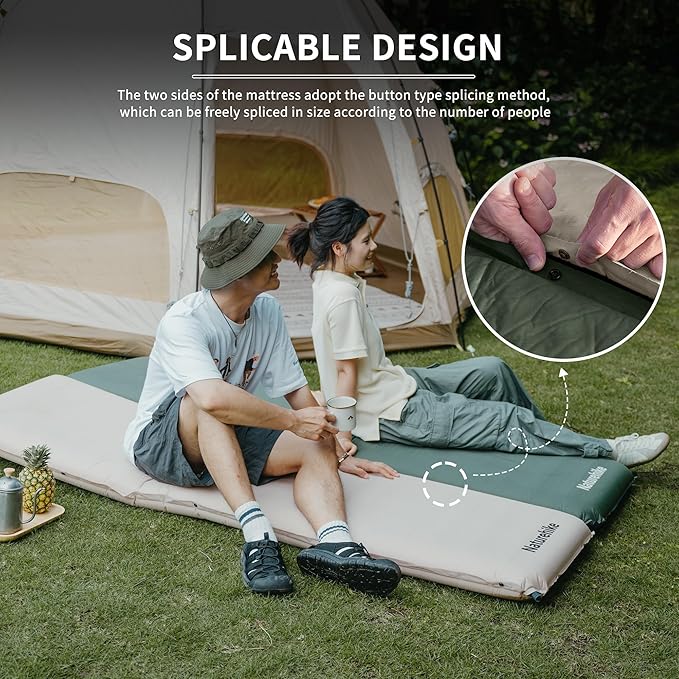 Naturehike 4/10cm Ultra Thick Foam Self Inflating Sleeping Pad R9.5 Patchwork Sleeping Mats with 75D Fabric 4 Seasons Air Mattress for Camping Travel Car Tent Cot Hiking