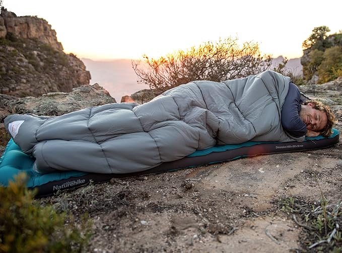 Naturehike Sleeping Bag for Adults with Hood 33-53℉ Lightweight Hollow Cotton Sleeping Bag 3 Seasons Waterproof Spliceable Sleeping Bags for Camping Hiking Traveling