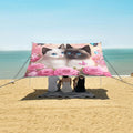 ALAZA Beautiful Cats Rose Kitten Beach Tent Sun Shelter UPF50+ Protection Beach Shade Canopy w/ 4 Sandbags for Outdoor Camping Fishing Backyard Fun Picnic 10x9 ft