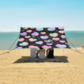 ALAZA Rainbow Heart Bubbles Beach Tent Sun Shelter UPF50+ Protection Beach Shade Canopy w/ 4 Sandbags for Outdoor Camping Fishing Backyard Fun Picnic 10x9 ft