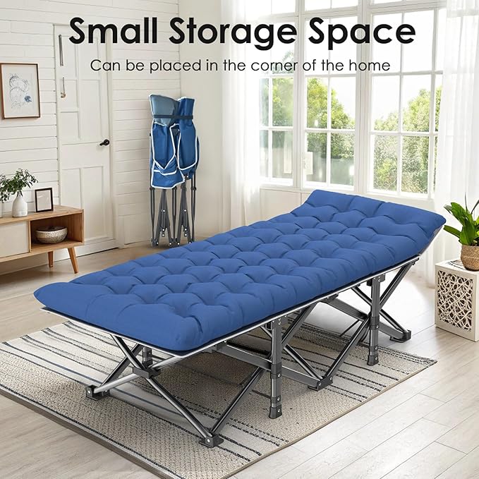 Suteck Camping Cot 32In XXL Folding Camping Cot Heavy Duty Sleeping Bed for Adults 1200D Double Layer Oxford Cots for Camping W/Pilllow Mat Carry Bag for Home Office Travel 900lbs