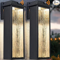 20 Extra Large Dusk to Dawn LED Outdoor Light 2 Packs Black Modern Exterior Lighting Fixtures Outside Porch Lights Wall Mount Mid-Century Wall Lantern with Rippled Glass Patio Sconce Lamp