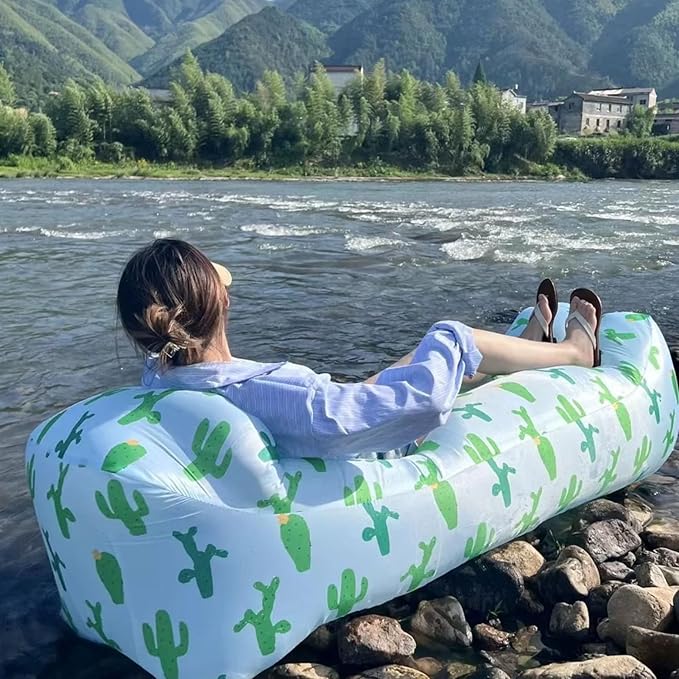 Inflatable Couch for CampingInflatable Lounger Air Sofa ChairPortable Festival Couch for Outdoor Beach Hiking Picnics Music Festivals (Yellow -Black)