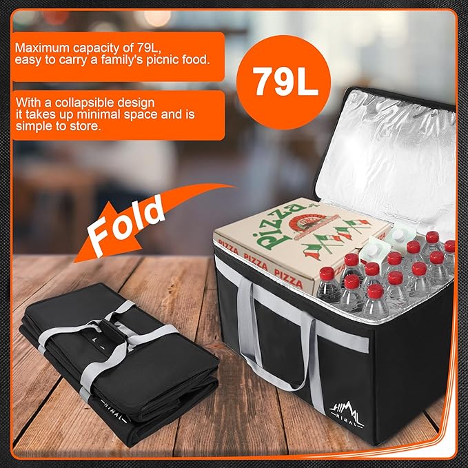Himal Outdoors Insulated Food Delivery Bag XXXL-23Wx15Hx14D inches Premium Insulated Grocery Bag for HOT/COLD Food Delivery Fit for Uber Eats Doordash Commercial Catering Transportation