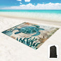 Beach Blanket Waterproof Sandproof Oversized 95”x 80”Sand Free Beach Mat with Corner PocketsPortable Mesh Bag for Beach FestivalPicnicTravel and Outdoor Camping (Seaturtle)