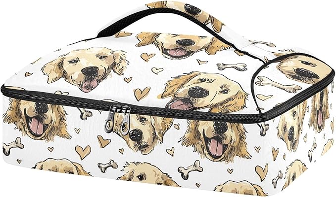 Casserole Carrier Pattern Lovely DogsInsulated Casserole Carrier for Hot or Cold Food Thermal Lunch Tote for Potluck Parties Picnic Beach Fits 9 x 13 Inches Baking Dish