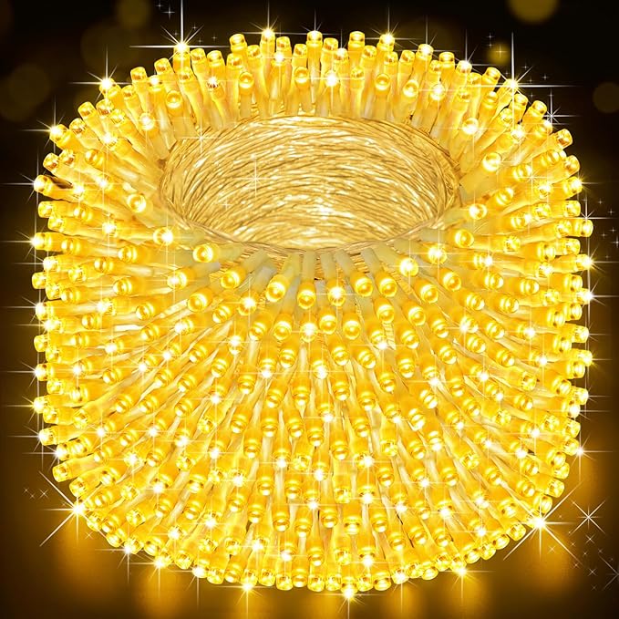 Heceltt Christmas Lights Outdoor 522FT 1300 LED String Lights with 8 Lighting Modes Timer Memory Twinkle Fairy Lights Waterproof Plug in for Xmas Tree Wedding Party Holiday Decor(Warm White)