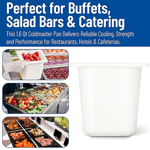 CFS CM110402 Coldmaster ABS Standard Sixth-Size Food Pan 1.6 qt. Capacity 6.84 x 6.25 x 5.91 White