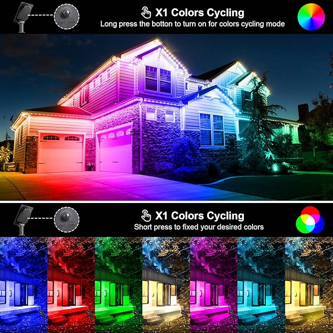 T-SUNUS RGB Solar Landscape Spotlights Christmas Color Changing Spot Lights Waterproof IP65 Garden Pond 180° Adjustable Halloween Wall Tree Light Separately Installed for Outdoor Indoor 2 Pack