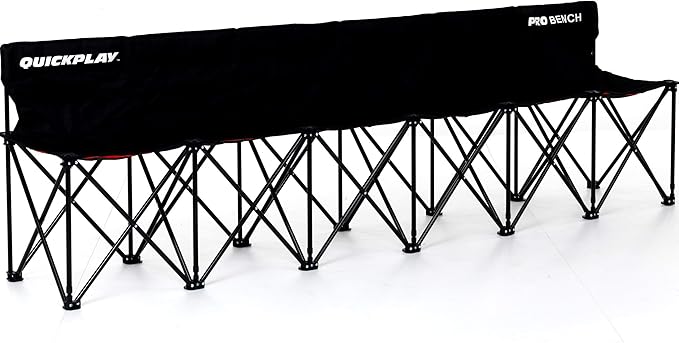 QUICKPLAY PRO Portable Folding Bench – Available in 4 6 and 9 Seats &amp 6-Seat Shelter | Heavy-Duty Fast Set-Up Seating for Sports Camping and Outdoor Activities