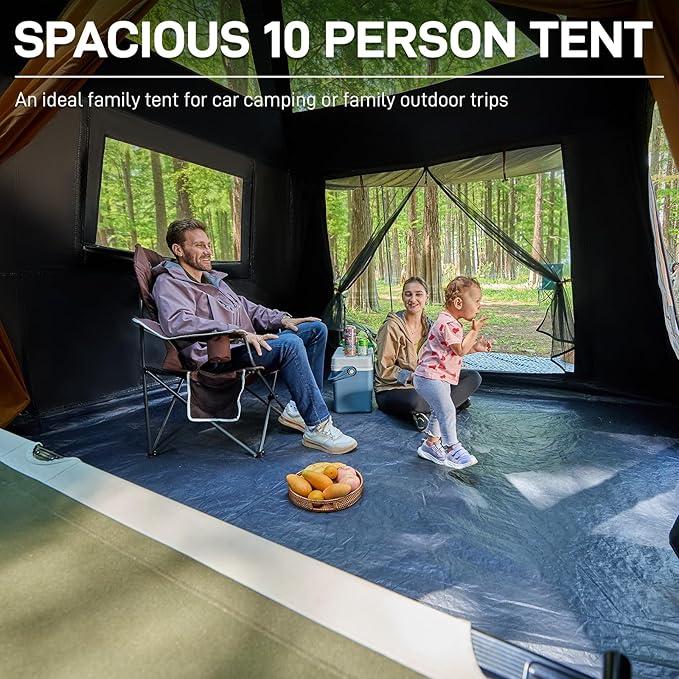 EVER ADVANCED 10 Person Camping Blackout Design Tent Multi Room Tent for Family Large Tents with Rainfly and Carry Bag 2 Doors Water-Resistant 14ft x 10ft x 84in