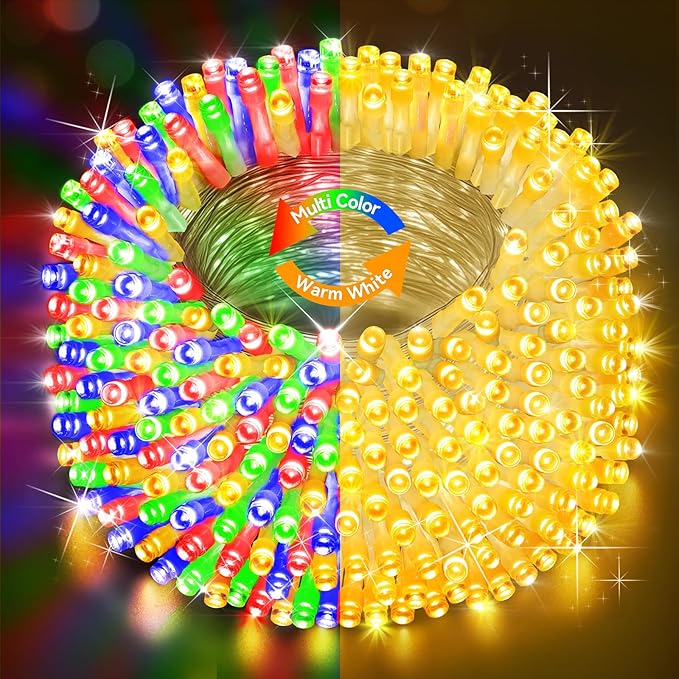 Heceltt 403FT 1000 LED Christmas Lights Outdoor Color Changing String Lights with 11 Modes and Timer Memory Function for Xmas Tree Wedding Party Holiday Decor (Warm White to Multicolor)