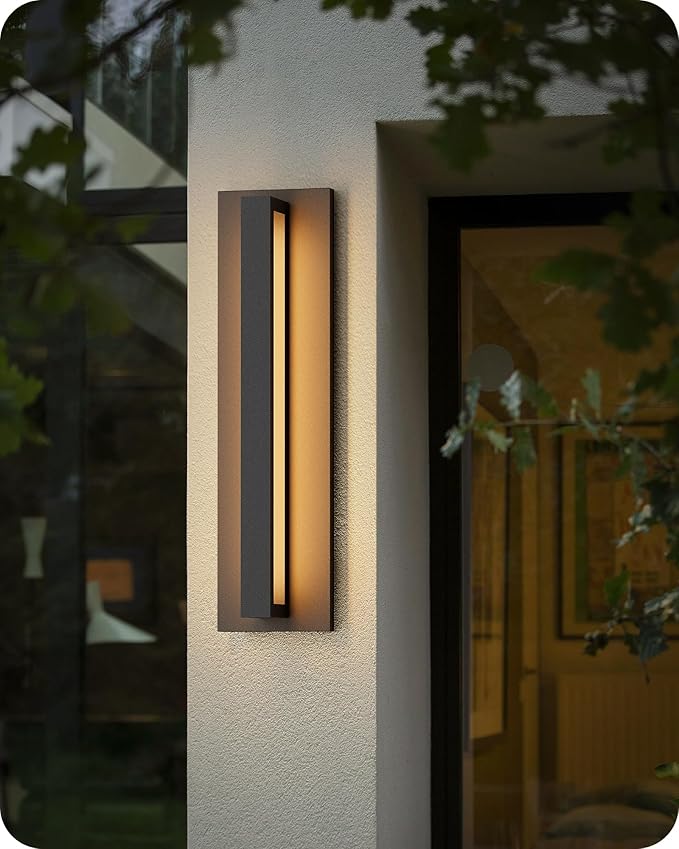 23 Outdoor Wall Lights 2 Pack LED Wall Lamps 2000LM Bright Porch Lighting 3000K Outdoor Light Fixtures IP65 Waterproof Dark Sky Friendly for Patio Garage Black B13HBP205