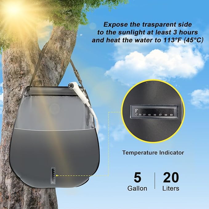 Portable Camping Privacy Tent Outdoor Shower Tent Kit with 5 Gallon Shower Bag-(Nozzle Upgraded)