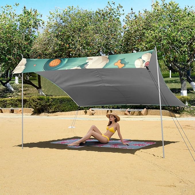West Highland Terrier Beach Tent Sun Shelter 9.2' x 10.5' Beach Canopy with 4 Sandbags 4 Stability Poles Sand Shovels - Tent Canopy for Beach Camping Fishing Picnics
