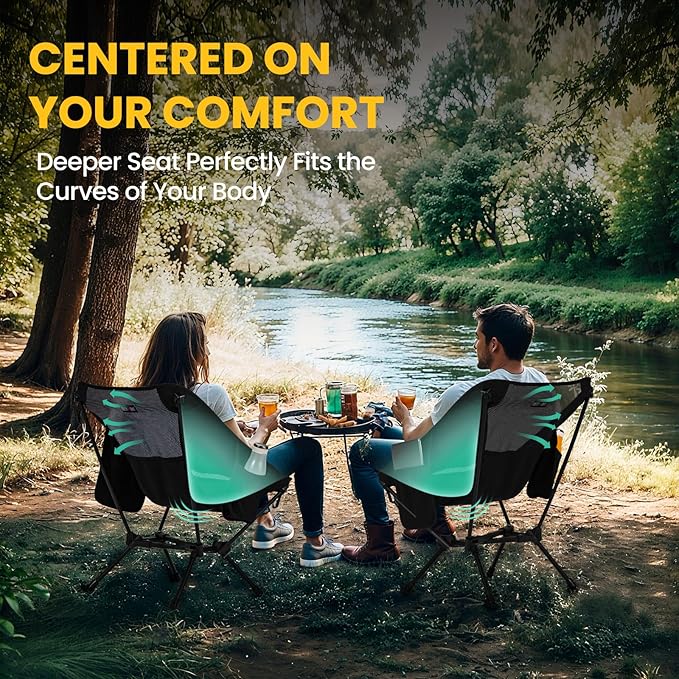 Overmont Ultralight Portable Camping Chair- Lightweight Folding Backpacking Chair Support up to 330Lbs Compact Beach Chair for Adults with Carry Bag for Backpack Hiking Fishing Outdoor Camp 2pcs