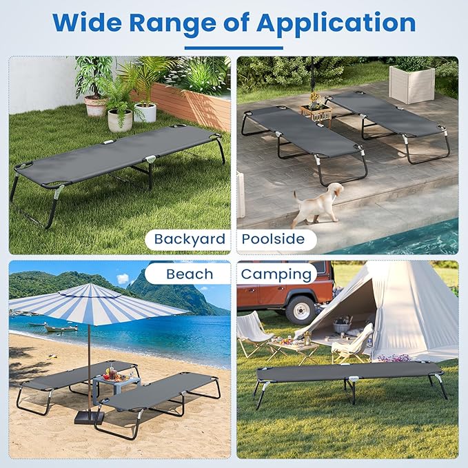 COSTWAY Folding Camping Bed Outdoor Portable Military Cot Breathable Oxford Fabric Sleeping Hiking Travel Grey