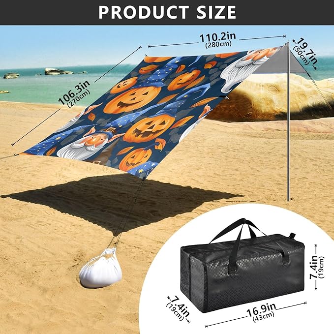 Beach Tent Sun Shelter Halloween Hat Pumpkin Dwarf Lightweight &amp Easy Setup Beach Shade Canopy for Camping Fishing