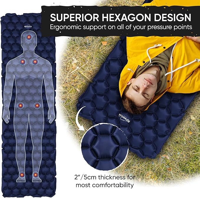 POWERLIX Ultralight Camping Sleeping Pad with Inflation Bag– Compact Lightweight Camping Pad Outdoor Backpacking Hiking Traveling Airpad Camping Air Mattress Sleeping Mat