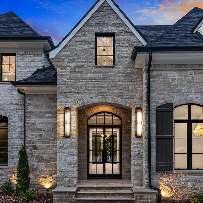 LEONLITE 32 Inch Extra Large Outdoor Wall Lights Classical Style Wall Lantern Max 60W E26 Base Craftsman Exterior Light Fixtures Wall Mount Porch Light Wall Sconce for Patio Garden Black