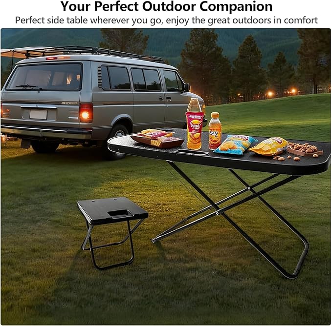 for Tesla Camping Portable Table Model Y Juniper Accessories 2020-2026 Rear Trunk Foldable Table Bucket Camping Travel Hiking Picnic BBQ Fishing Beach Folding Table Desk