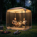 TABU Pop Up Screen House Tent 6x6 FT Screen Room Canopy with Mosquito Mesh Instant UV Resistant Shelter with Carry Bag for 2-4 Person Backyard Sports Hiking Beige
