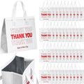 Aliceset 80 Pcs Thank You Insulated Bags for Food Delivery Bulk 9.5 x 9.5 x 6 Inch Thermal Insulation Bag for Cold and Hot Food for Travel Pizza Coffee Milk Catering Restaurant Picnic(White)
