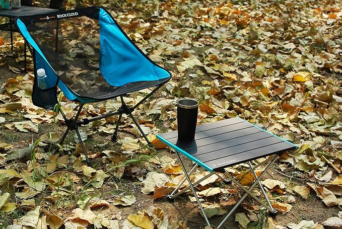 ROCK CLOUD Portable Camping Table Ultralight Aluminum Folding Beach Table Camp for Camping Hiking Backpacking Outdoor Picnic Black