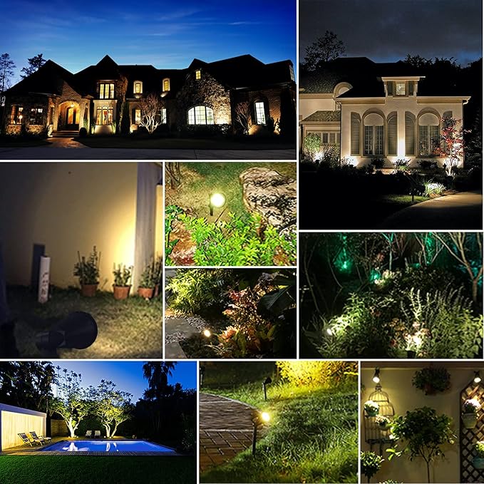 MEIHONG Solar Spot Lights Outdoor Warm White LED Landscape Lamp Dusk to Dawn 2-in-1 Solar Spotlight for Trees Lights for Garden Porch Walkway Patio (4 Pack)