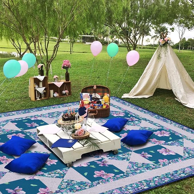Extra Large Picnic Blankets Waterproof Foldable (60x 80) Beach Blanket Waterproof Sandproof3-Layer Thicking Mat Outdoor Packable Camping Blanket