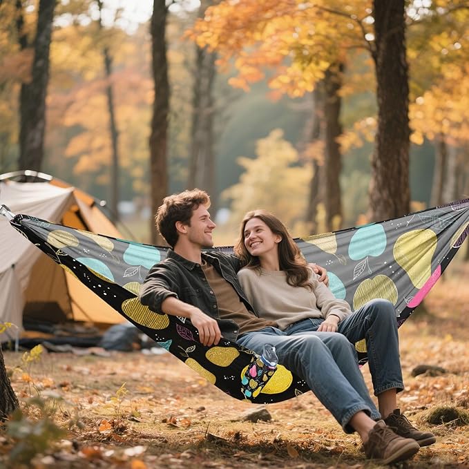 susiyo Portable Camping Hammock Apple Pear Printed Lightweight Hammock Comfortable Travel Swing with Tree Straps for Camping Hiking Backpacking Travel or Beach - Up to 330lbs