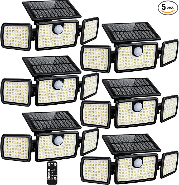 MIHANI Solar Lights Outdoor Quick Charge Solar Motion Deck Lights Outdoor for Deck with High Brightness Larger Built-in Tempered Glass Panel Sensitive PIR Motion Inductor (Remote 6 Pack)