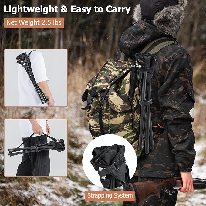 IRONMAX 2 Pack Hunting Stool Portable Camping Stool with Shoulder Strap 4 Legged Stools Hold up to 330lbs Lightweight Folding Stool for Backpacking Fishing Hiking Travel Camouflage