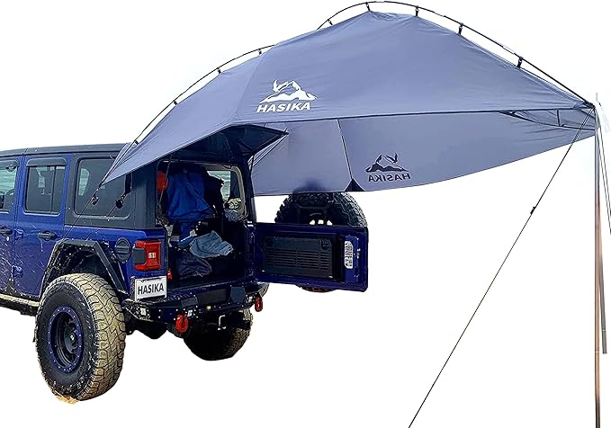 Versatility Camping Tent for Truck BedSUV RVing VanTrailer and Overlanding Portable Teardrop Awning Canopy Tear Resistant Tarp with 2 Sandbag