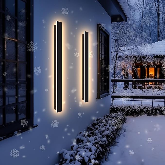 Outdoor Wall Light LED Long Wall Sconce 59.05in*1 Ip65 Waterproof Black Modern Outdoor Lights 3000k 45W Metal Exterior Light Fixture for Porch Light Patio Door Yard Garden Villa Living Room