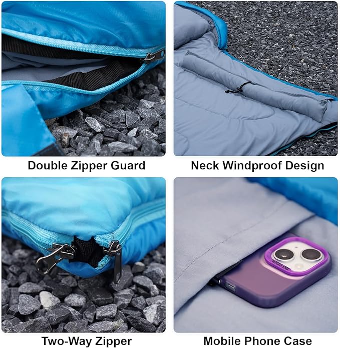 Adult Sleeping Bag with Pillow Comfortable Durable &amp Waterproof Lightweight for Adults Kids Spring Summer Autumn 3 Seasons Travel Camping Outdoor