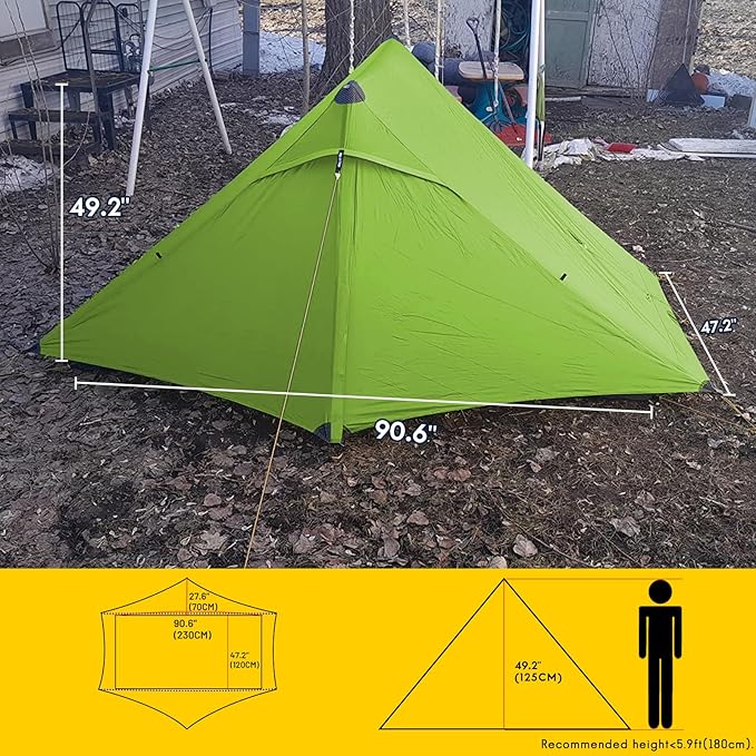 LANSHAN Ultralight Tent 3-Season Backpacking Tent for 1-Person or 2-Person Camping Trekking Kayaking Climbing Hiking