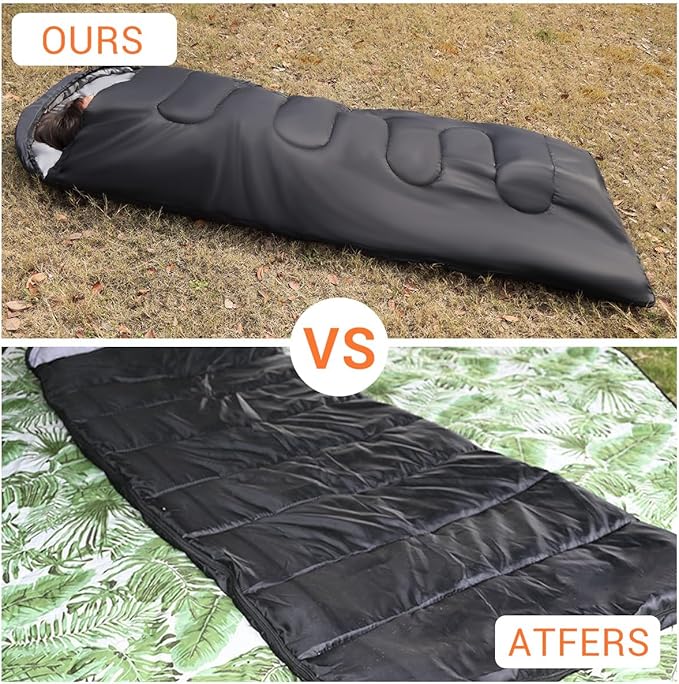 Double Sleeping Bag for Adults CampingBring Pillow XL Queen Size Sleeping Bags for 2 Person Hiking Backpacking Lightweight Waterproof with Compression Sack