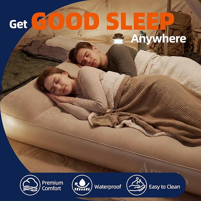 Air Mattress Full with Built-in PumpPortable Inflatable Blow Up Mattress Plus PillowWaterproof Self Inflating Air Bed Guest Bed for Home Camping Hiking Travel Outdoors