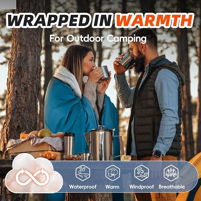 MEREZA Sleeping Bags for Adults Cold Weather Mens Warm Sleeping Bag for Big and Tall Girls Boys with Compression Sack for 3-4 Season Camping Backpacking Hiking