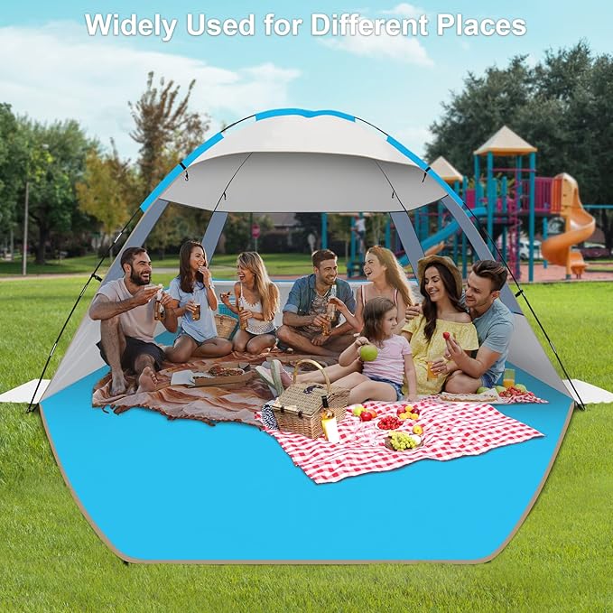 Gorich Beach Tent Sun Shelter for 3/4/6/8/10 Person with UPF 50＋ UV Protection Lightweight &amp Easy Setup Beach Shade Canopy Portable Beach Shade Tent Beach Cabana