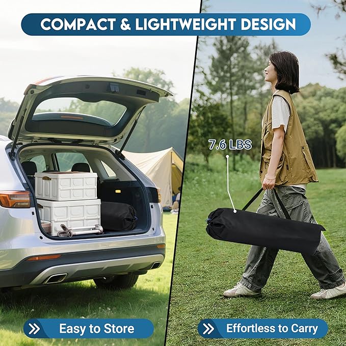 LOFTEY Folding Camping Table Adjustable Height Aluminum Camp Table with Roll Up Top Lightweight with Carry Bag Portable for Camping Backyard BBQ Tailgating 37.4 L x 21.7 W x 32 H Black