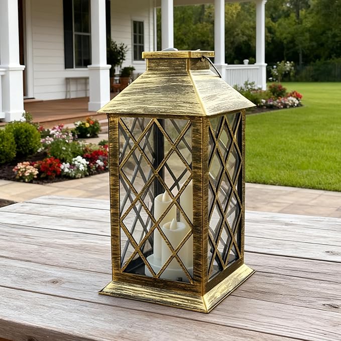 Solar Lantern OutdoorGarden Hanging Lantern- PVC Waterproof 3 LED Flickering Flameless Candle Decorative Lights for TableOutdoorParty(1 Pack)